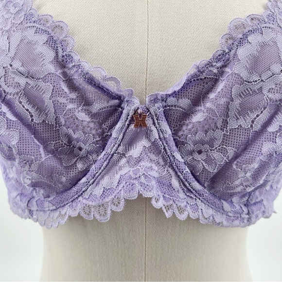 NWT Savage x Fenty Lavender Purple Lace Overlay Underwire Unlined Bra Size 38C - Picture 2 of 14